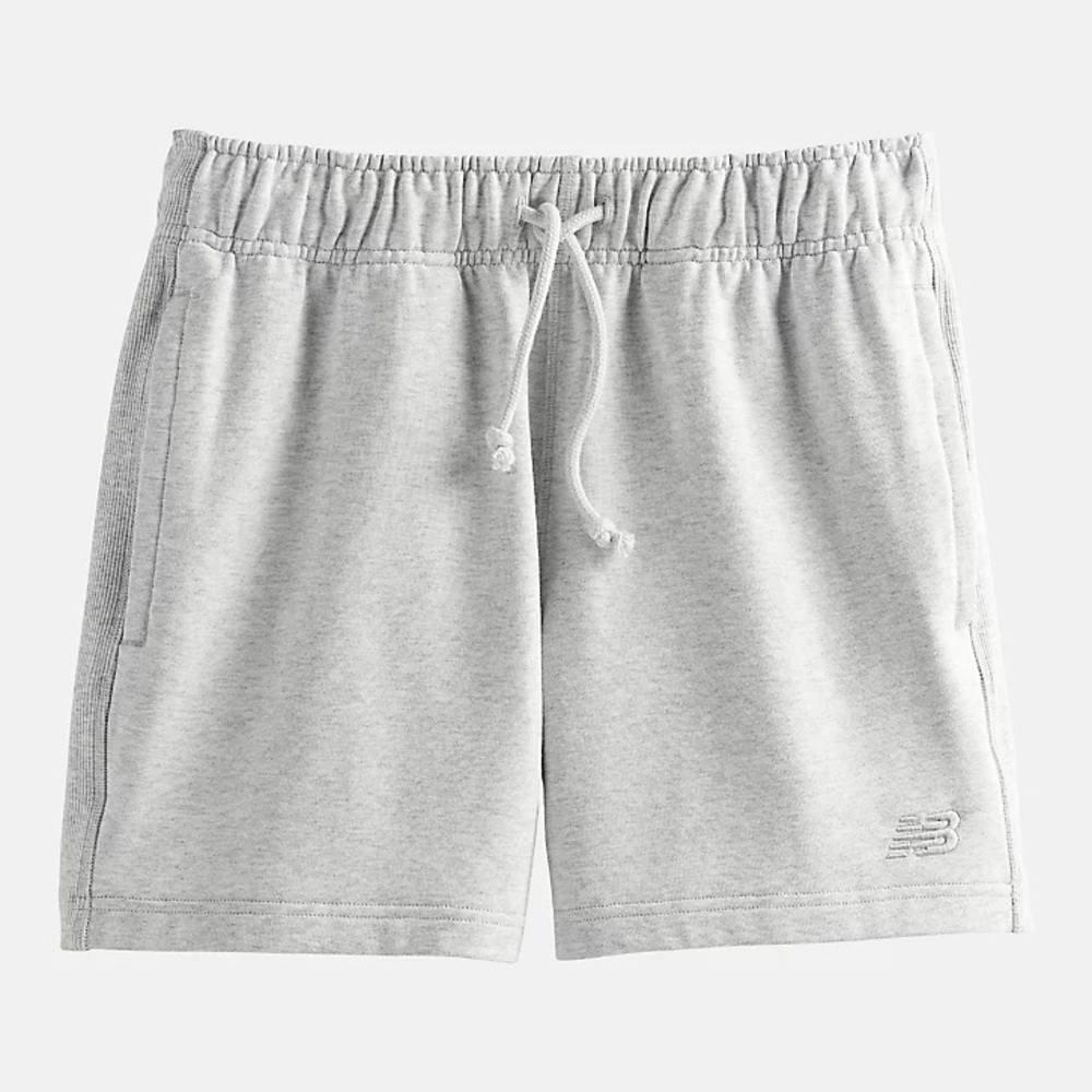 NWT New Balance French Terry 5” inseam Shorts. Size Large. Light Grey